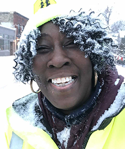 A snowstorm couldn’t stop Eason from her crossing guard duties at Martin Luther King Jr. Leadership Academy
