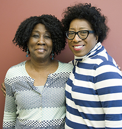 MLK school secretary Theresa Dudley, right, says of crossing guard Kattie Eason, “I want to be just like her”