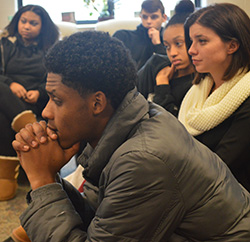 Junior Tony Joliffi asks officers about experiences making quick judgment calls